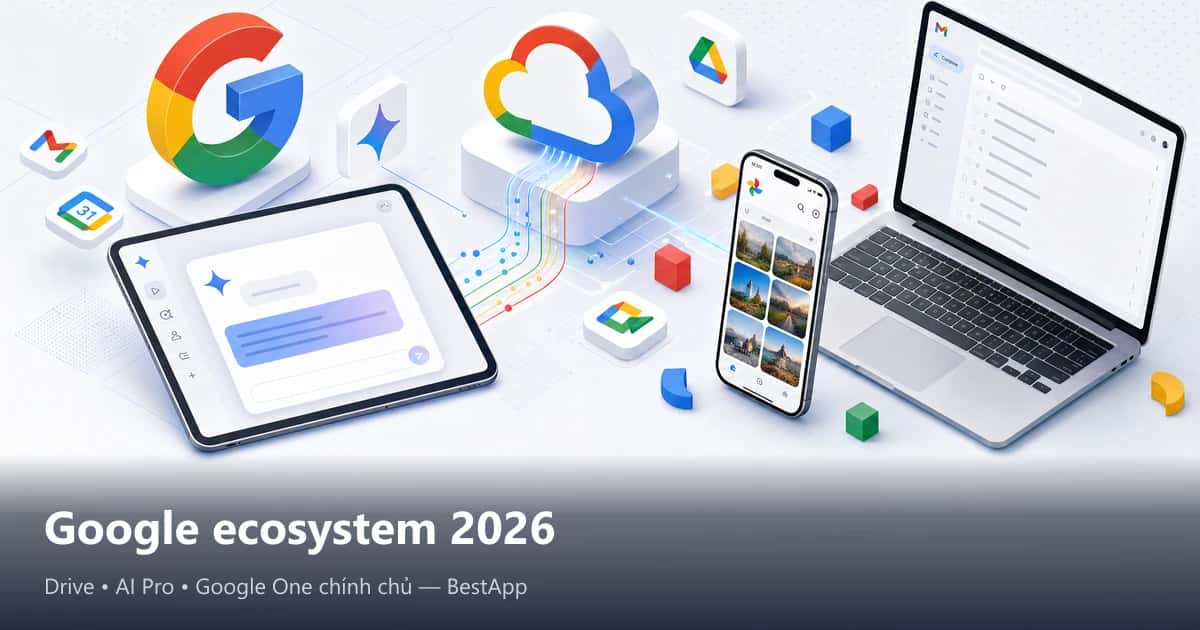 Google ecosystem 2026 — Drive, AI Pro, Google One