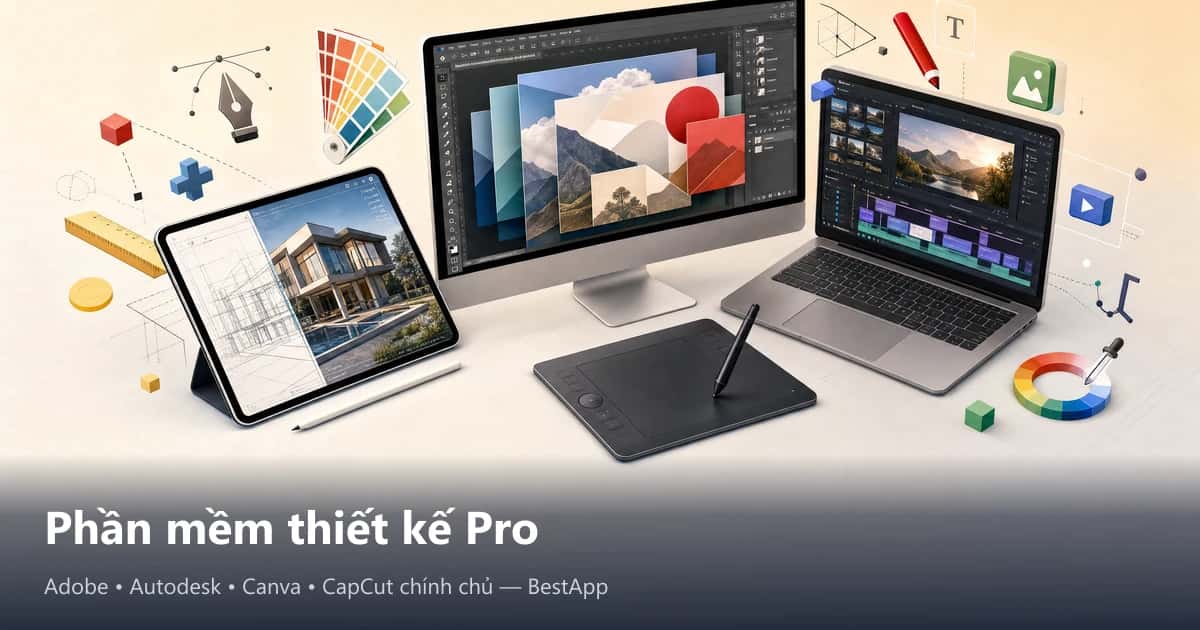 Phần mềm thiết kế pro — Adobe, Autodesk, Canva, CapCut