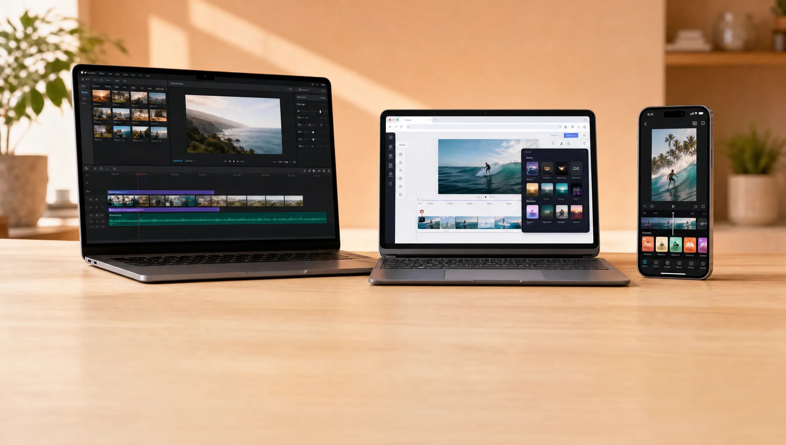 CapCut Web Desktop Mobile so sánh ba phiên bản trên laptop, ultrabook và điện thoại
