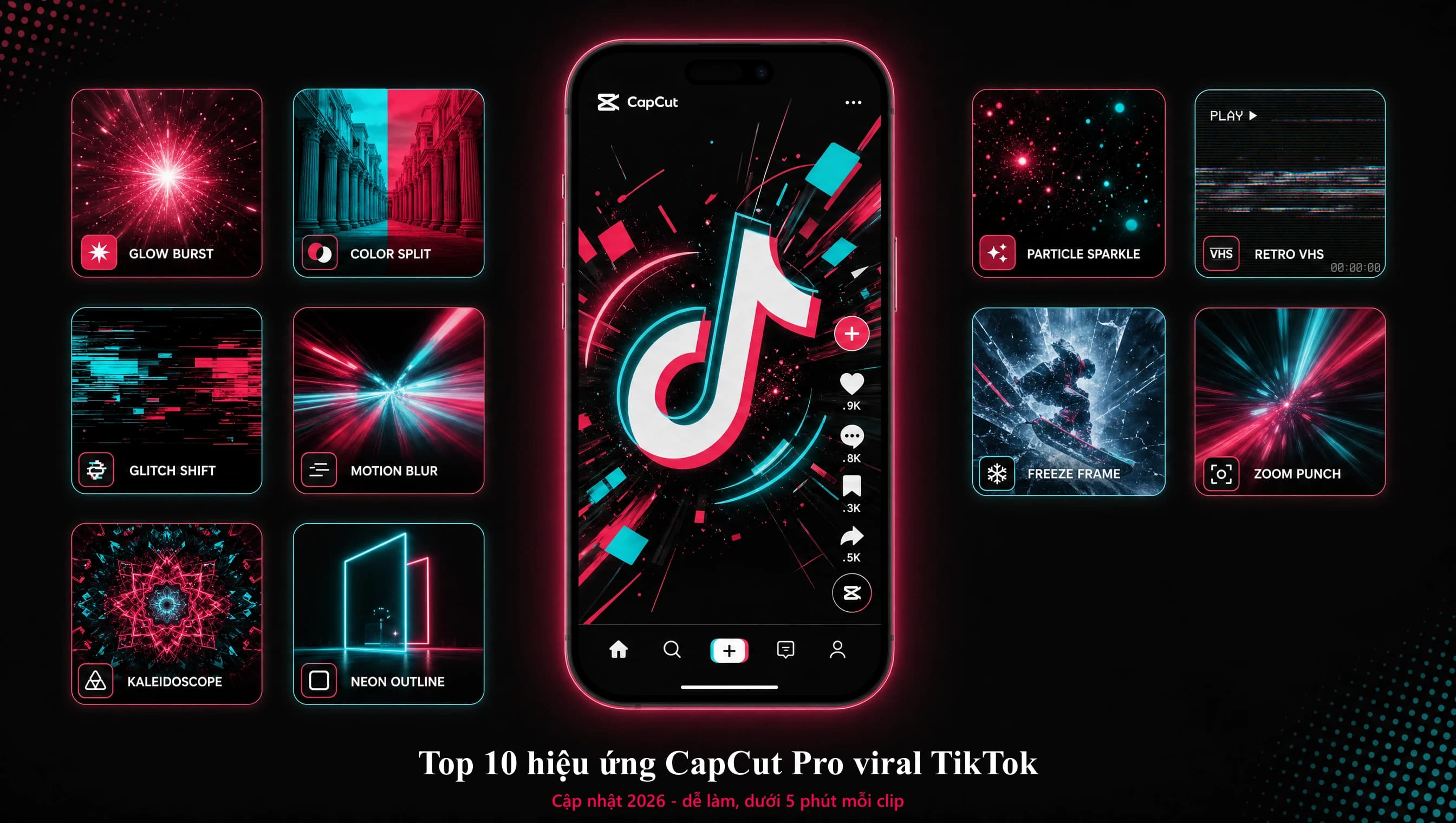 Top 10 hiệu ứng CapCut Pro viral TikTok 2026 - dễ làm dưới 5 phút mỗi clip